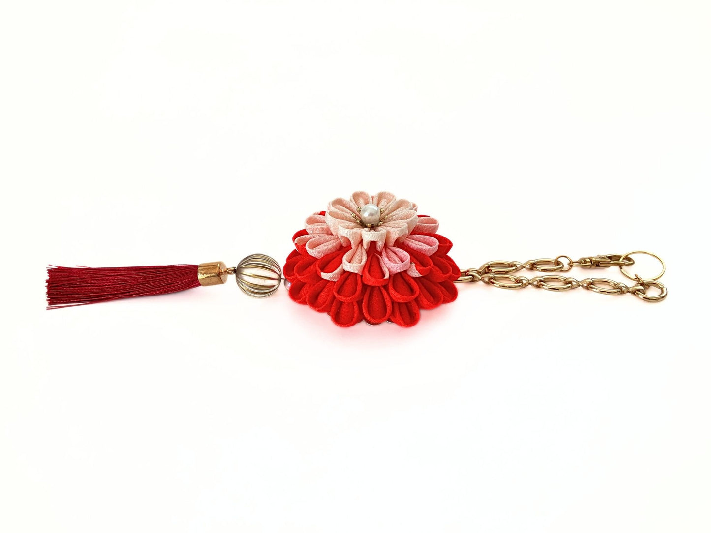 Fabric Jewelry Flowers,Kimono Remake Accessory,Handmade Japanese Accessories,Flower Bag Charm,Tsumami Kanzashi,Gift for her
