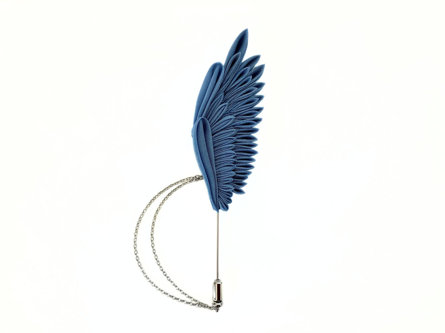 Wedding Accessories,Jewelry Fabric,Father's Day Gifts,Handmade Japanese Accessories,Blue Angel Feather Lapel Pin,Tsumami Kanzashi