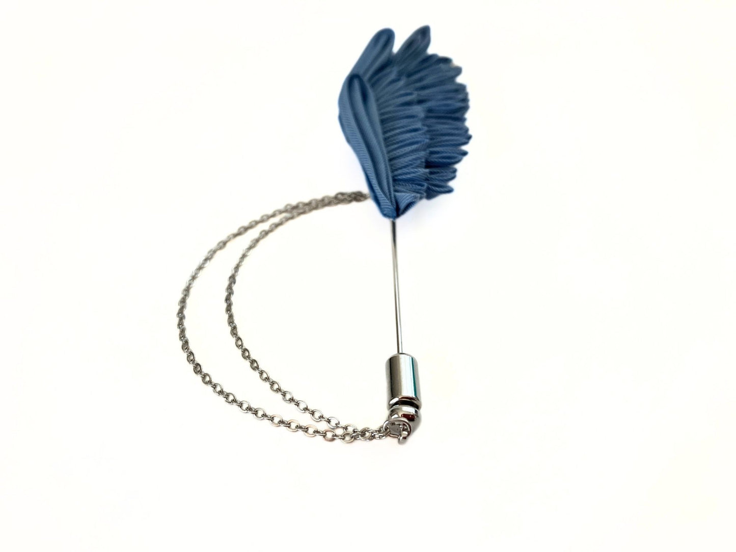 Wedding Accessories,Jewelry Fabric,Father's Day Gifts,Handmade Japanese Accessories,Blue Angel Feather Lapel Pin,Tsumami Kanzashi
