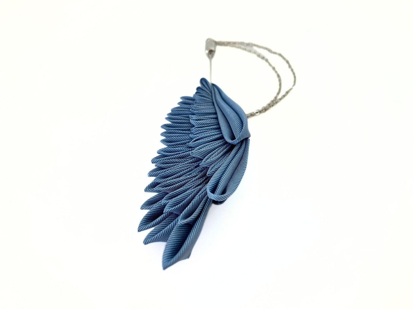 Wedding Accessories,Jewelry Fabric,Father's Day Gifts,Handmade Japanese Accessories,Blue Angel Feather Lapel Pin,Tsumami Kanzashi