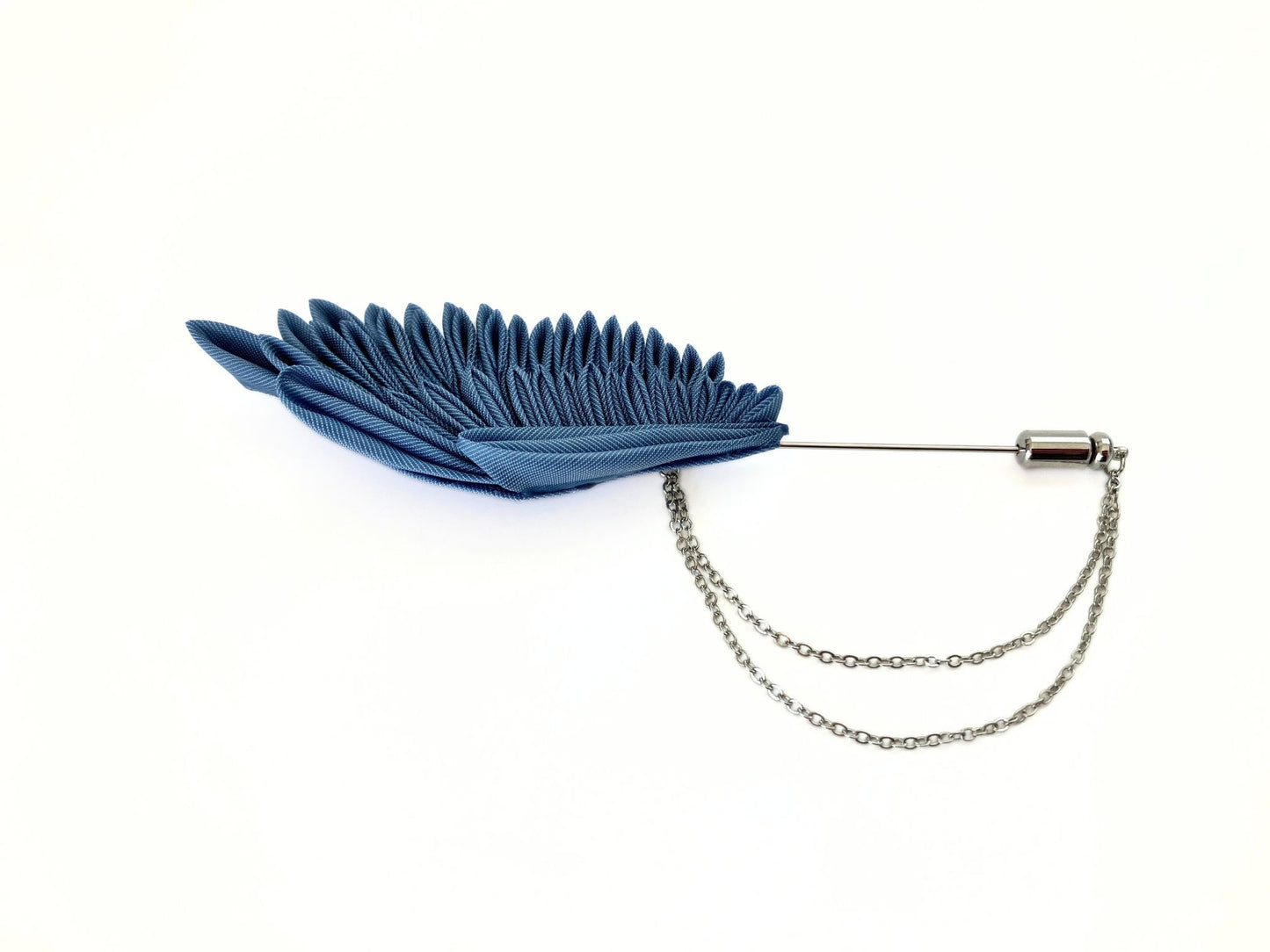 Wedding Accessories,Jewelry Fabric,Father's Day Gifts,Handmade Japanese Accessories,Blue Angel Feather Lapel Pin,Tsumami Kanzashi