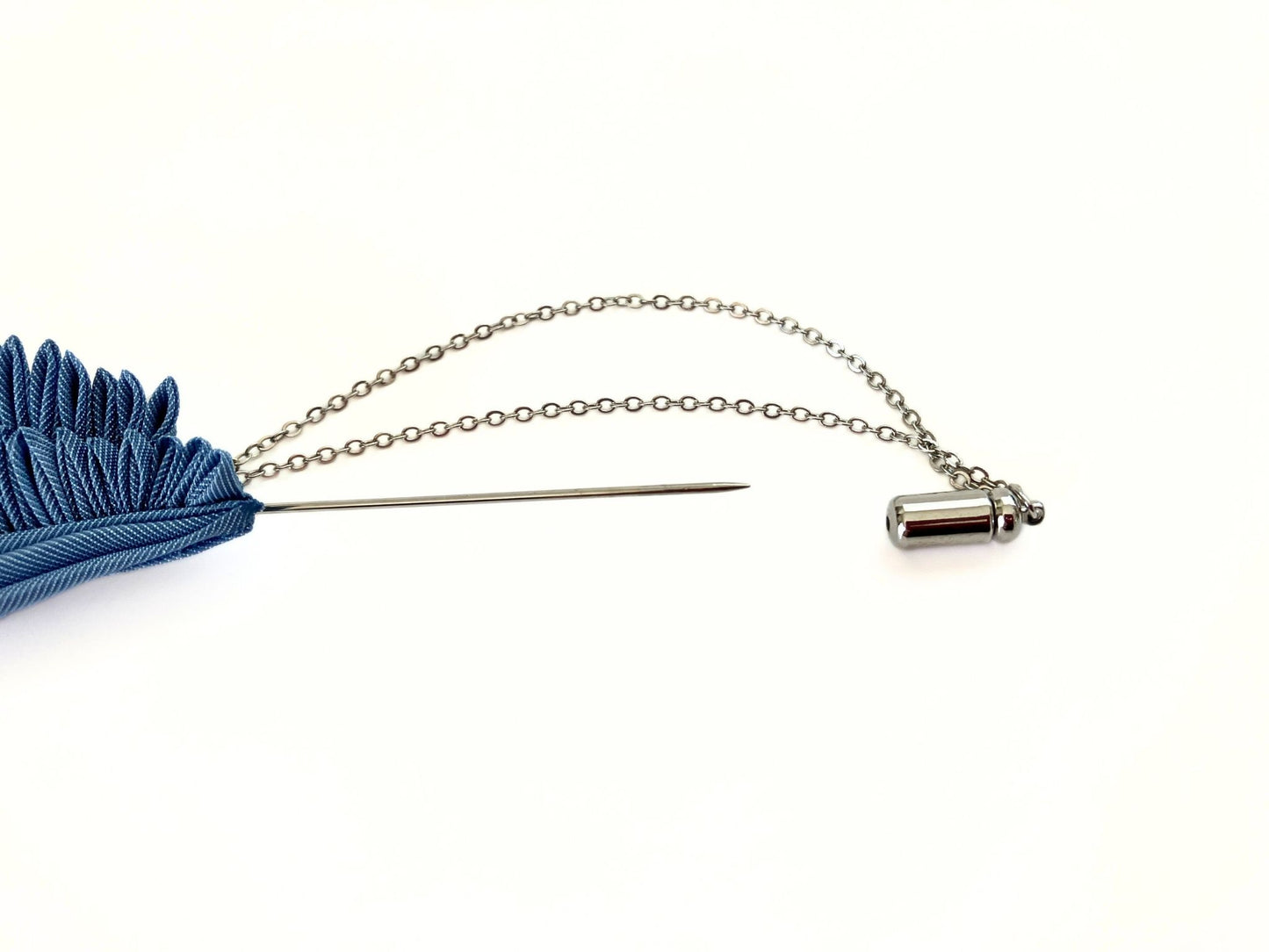 Wedding Accessories,Jewelry Fabric,Father's Day Gifts,Handmade Japanese Accessories,Blue Angel Feather Lapel Pin,Tsumami Kanzashi