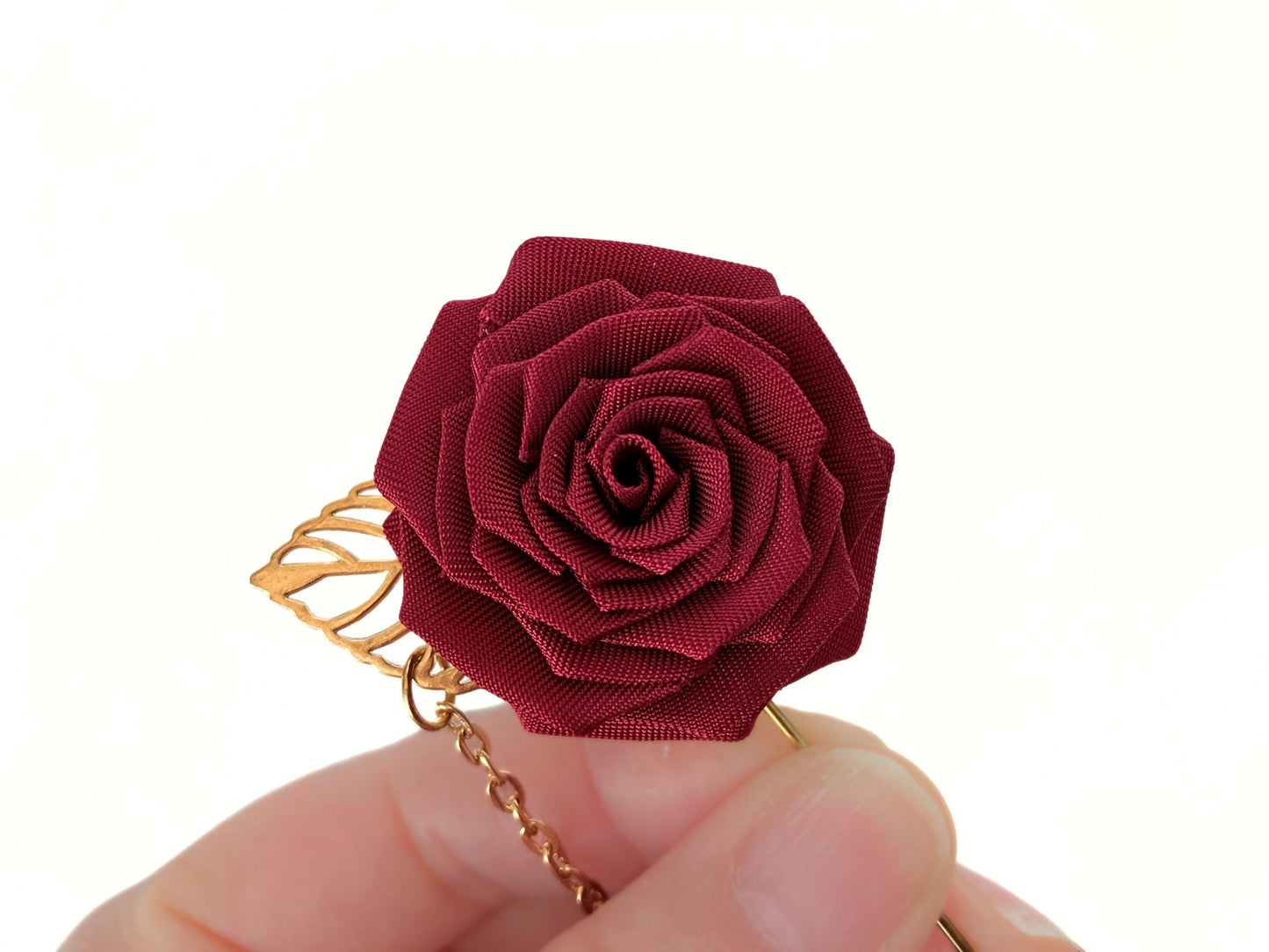 Wedding Accessories,Jewelry Flowers Fabric, Father's Day Gifts,Handmade Japanese Accessories,Rose Lapel Pin,Tsumami Kanzashi