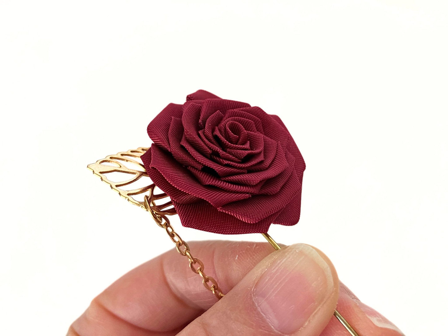 Wedding Accessories,Jewelry Flowers Fabric, Father's Day Gifts,Handmade Japanese Accessories,Rose Lapel Pin,Tsumami Kanzashi