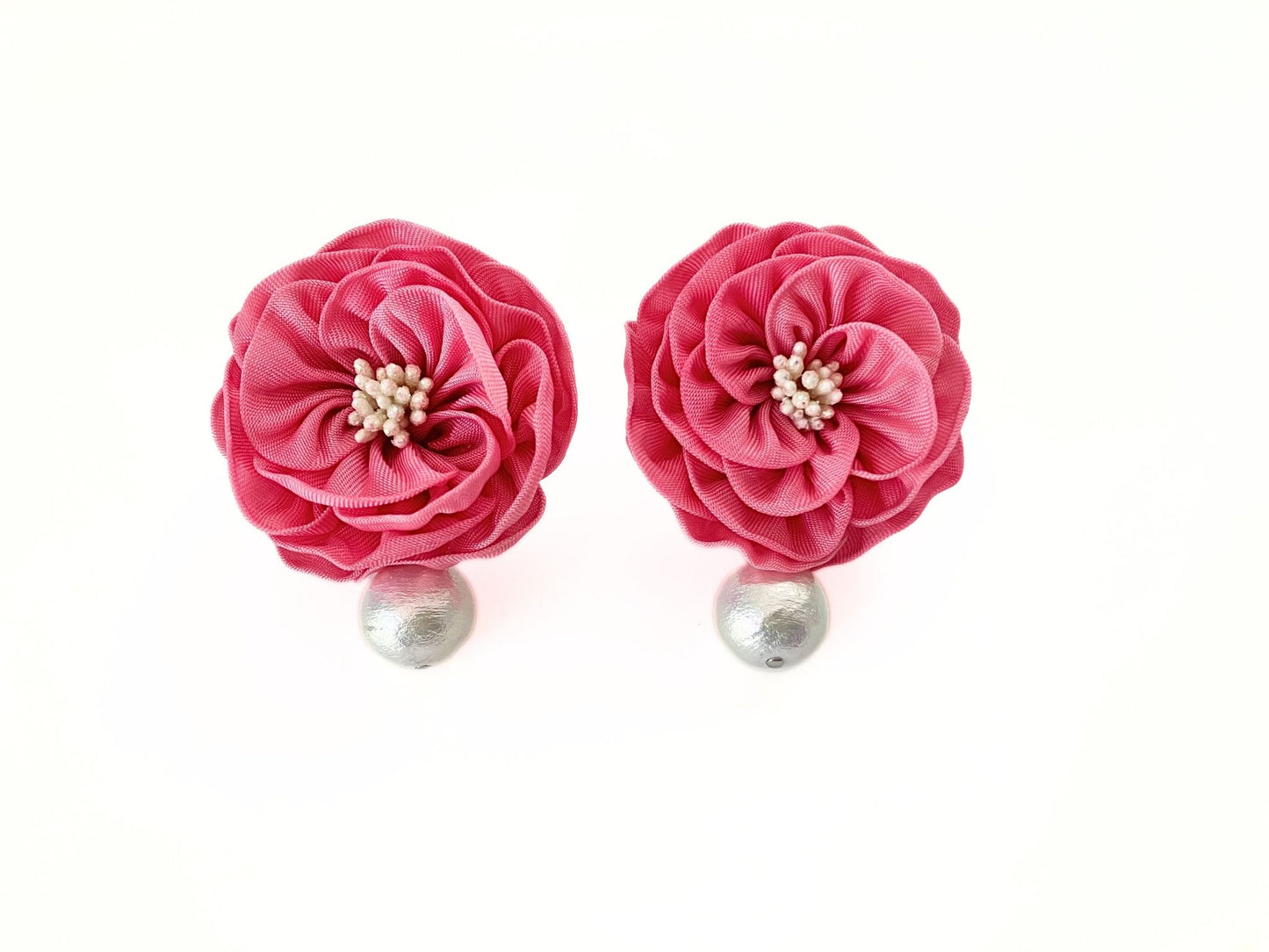 Wedding Accessories, Earrings , Jewelry ,Flowers Fabric ,Handmade Japanese Accessories,Cherry Blossoms,Tsumami Kanzashi,Gift for her
