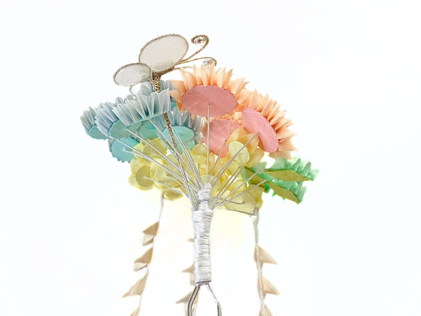 Wedding Accessories,Jewelry Fabric,Handmade Japanese Accessories,Hair Accessories Spring Flower Hairpin Set,Japanese Fine Silk,Tsumami Kanzashi,Gift for her