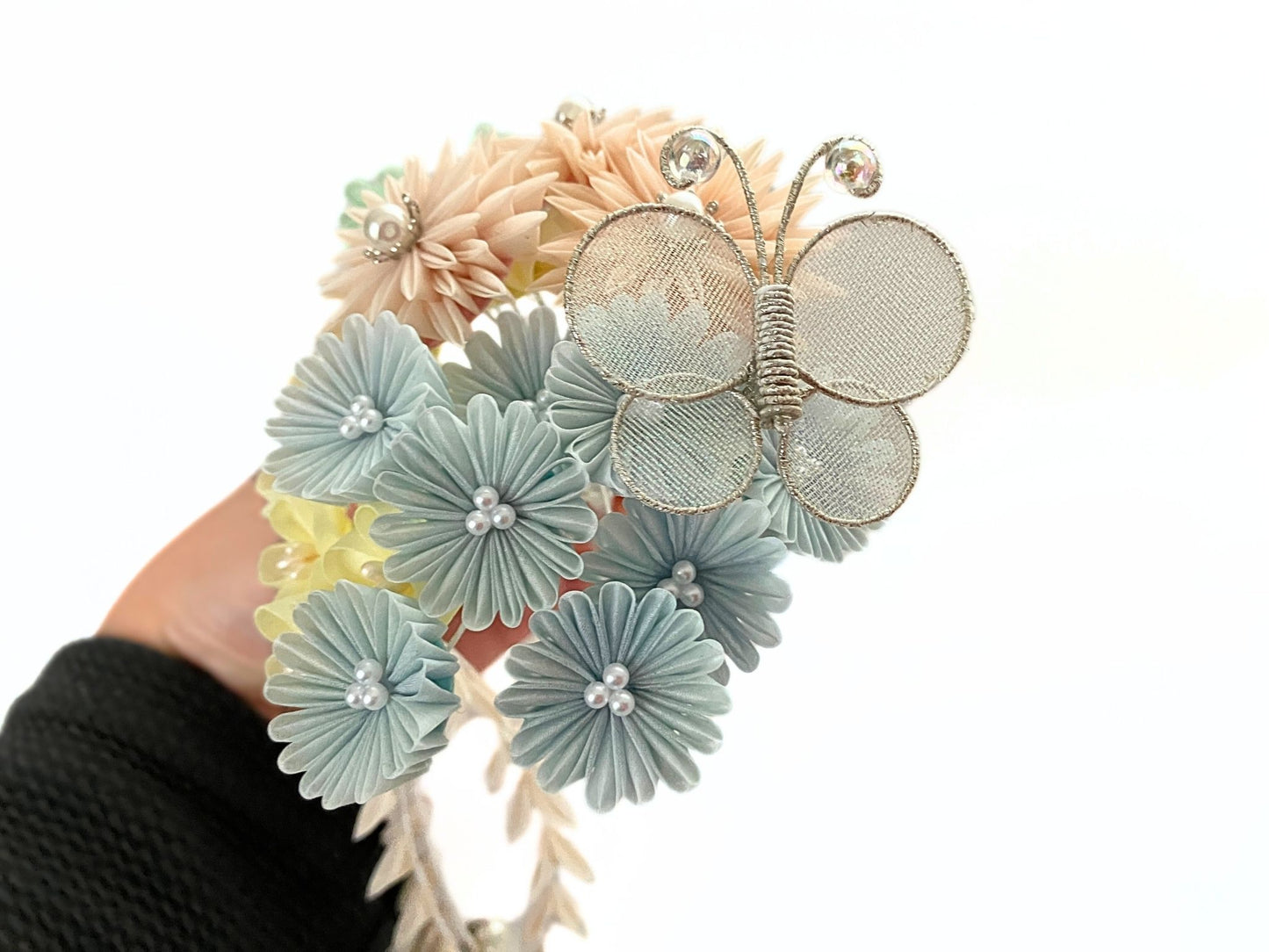 Wedding Accessories,Jewelry Fabric,Handmade Japanese Accessories,Hair Accessories Spring Flower Hairpin Set,Japanese Fine Silk,Tsumami Kanzashi,Gift for her