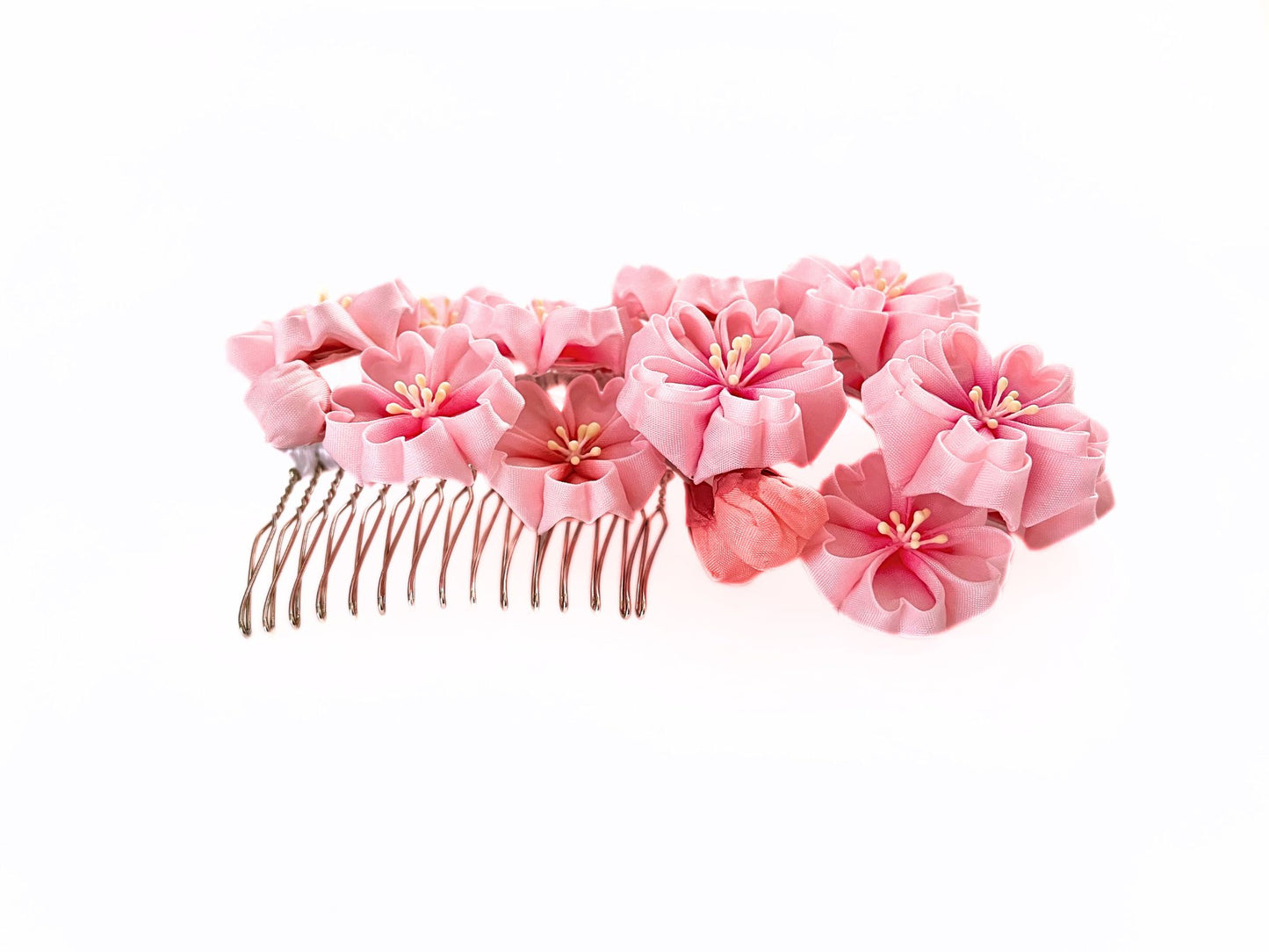 Jewelry Flowers Fabric,Handmade Japanese Accessories、Hair Accessories Cherry Blossom 、Tsumami Kanzashi,Gift for her
