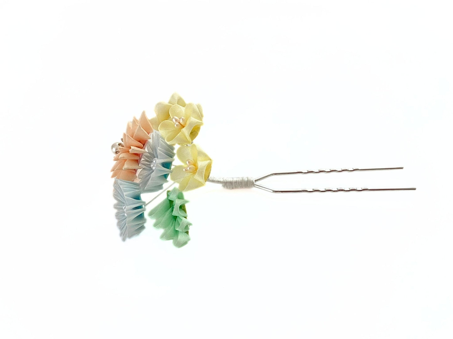 Wedding Accessories,Jewelry Fabric,Handmade Japanese Accessories,Hair Accessories Spring Flower Hairpin Set,Japanese Fine Silk,Tsumami Kanzashi,Gift for her