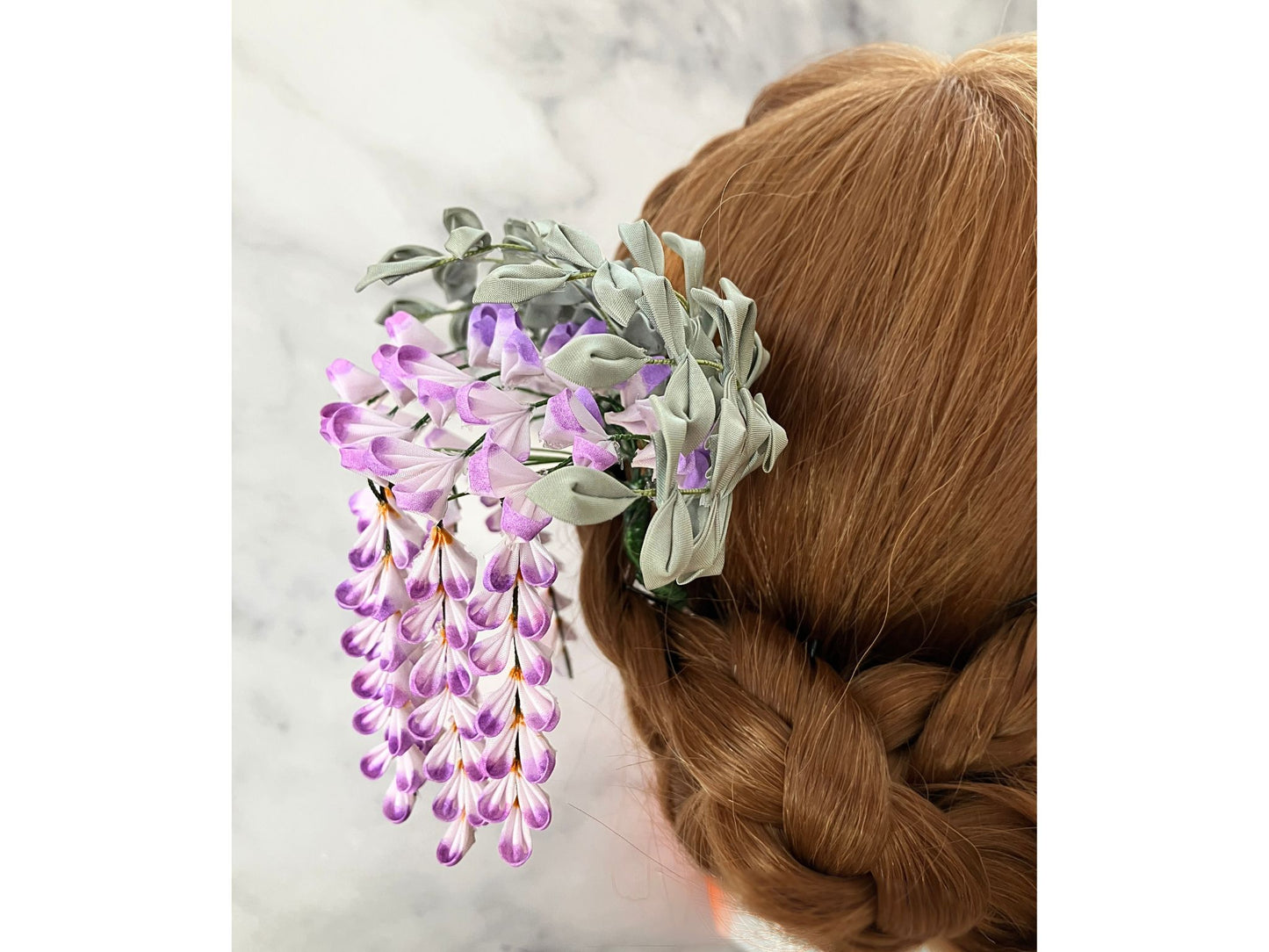 Wedding Accessories,Jewelry Flowers Fabric,Handmade Japanese Accessories, Hair Accessories Wisteria Flowe,Tsumami Kanzashi,Gift for her