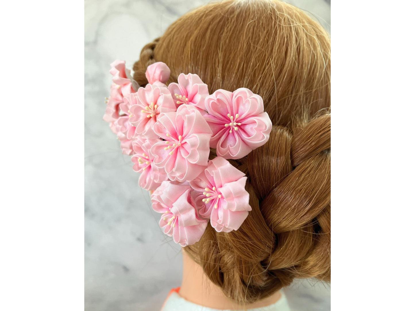 Jewelry Flowers Fabric,Handmade Japanese Accessories、Hair Accessories Cherry Blossom 、Tsumami Kanzashi,Gift for her