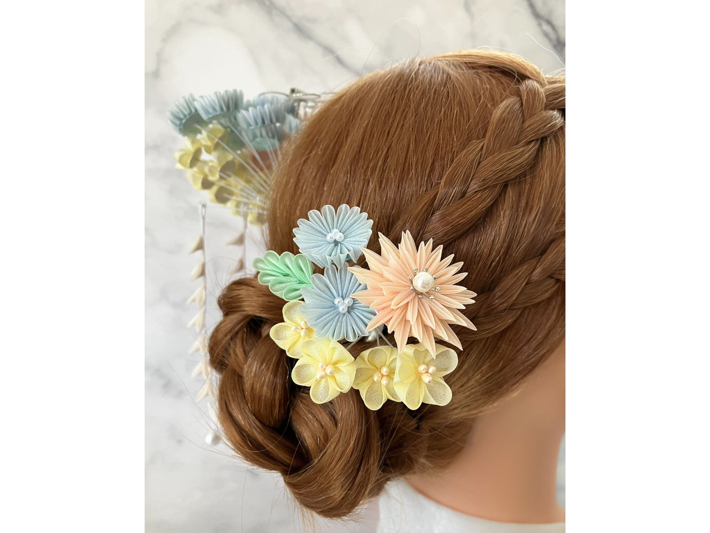 Wedding Accessories,Jewelry Fabric,Handmade Japanese Accessories,Hair Accessories Spring Flower Hairpin Set,Japanese Fine Silk,Tsumami Kanzashi,Gift for her