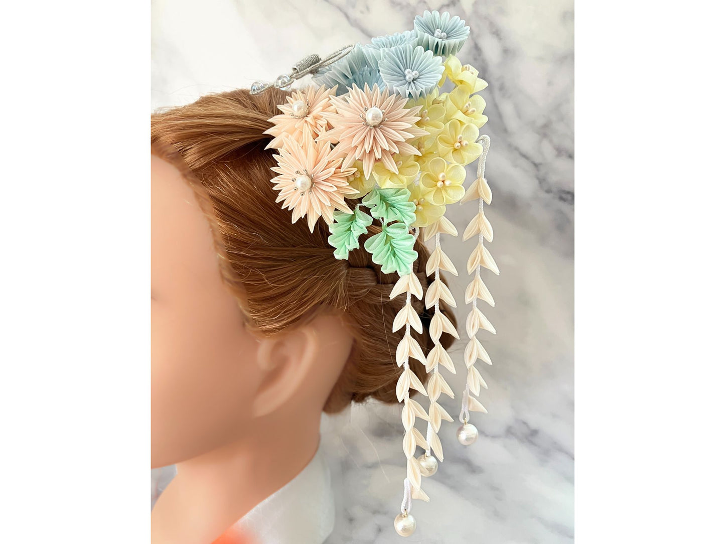 Wedding Accessories,Jewelry Fabric,Handmade Japanese Accessories,Hair Accessories Spring Flower Hairpin Set,Japanese Fine Silk,Tsumami Kanzashi,Gift for her