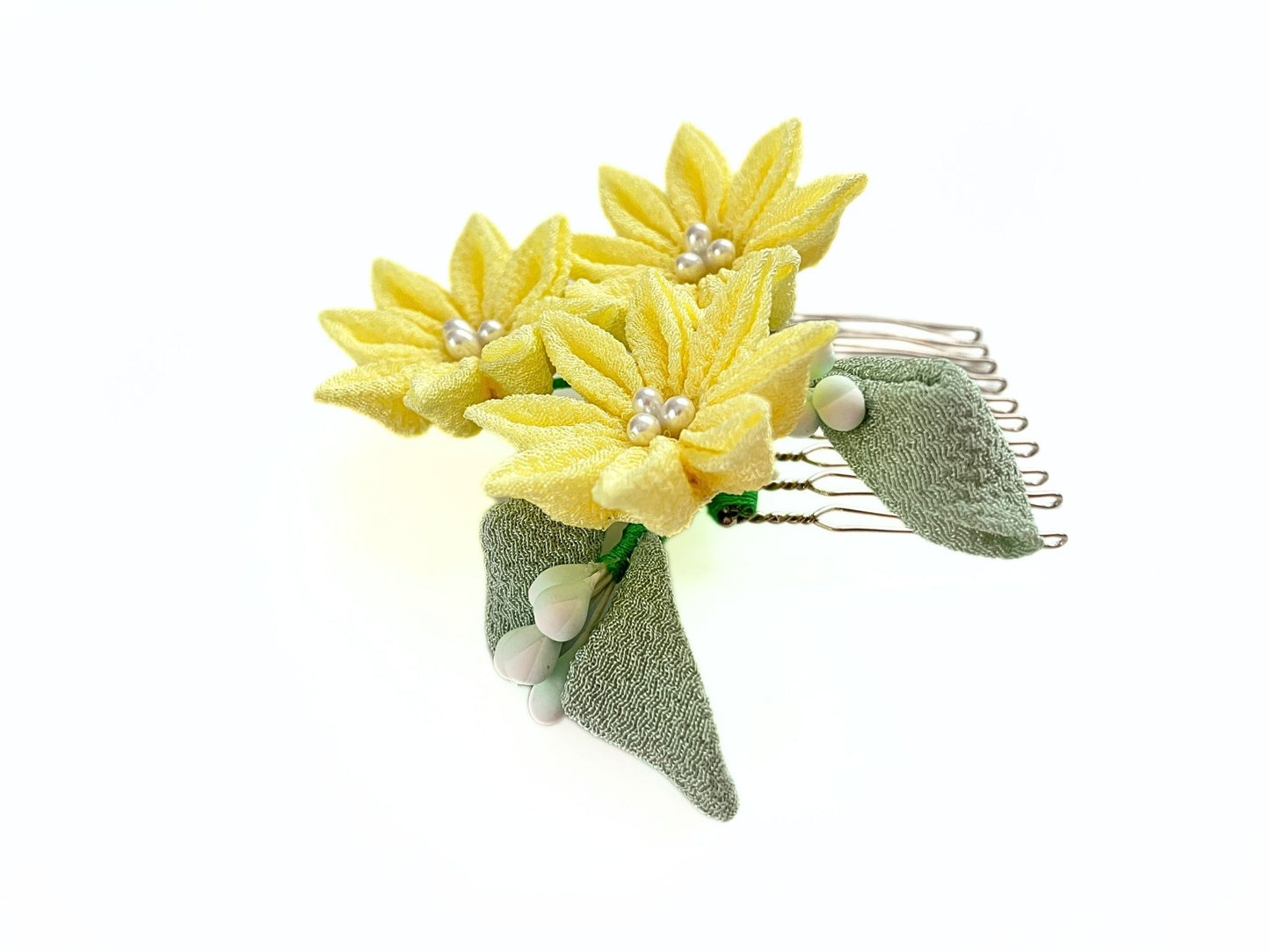 Wedding Accessories,Jewelry Flowers Fabric,Handmade Japanese Accessories,Hair Accessories Chrysanthemum,Tsumami Kanzashi,Gift for her