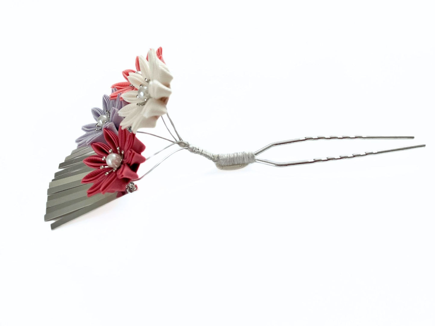 Wedding Accessories,Jewelry Flowers Fabric,Handmade Japanese Accessories、Hair Accessories small flowers and Ginbira Kanzashi、Tsumami Kanzashi,Gift for her