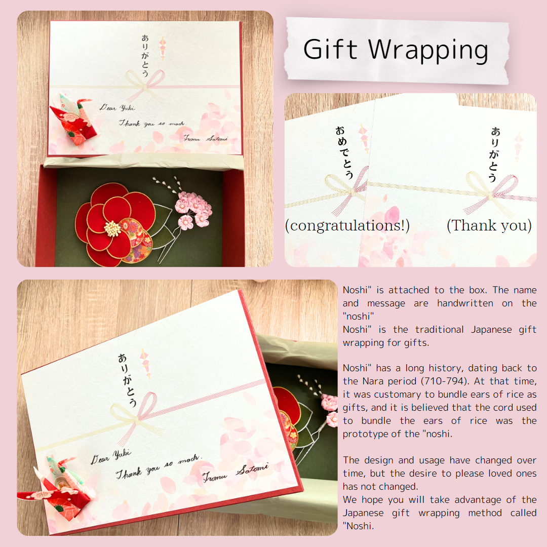 日本伝統工芸つまみ細工、椿のヘッドドレス、彼女へのプレゼント