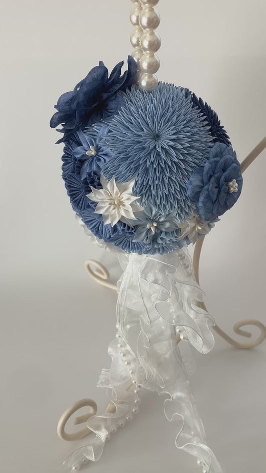 Wedding Bouquet,Elegant Bridal Bouquet, ,Pomander,Japanese Handmade accessory,Tsumami Kanzashi, Silk Flowers,Gifts for her