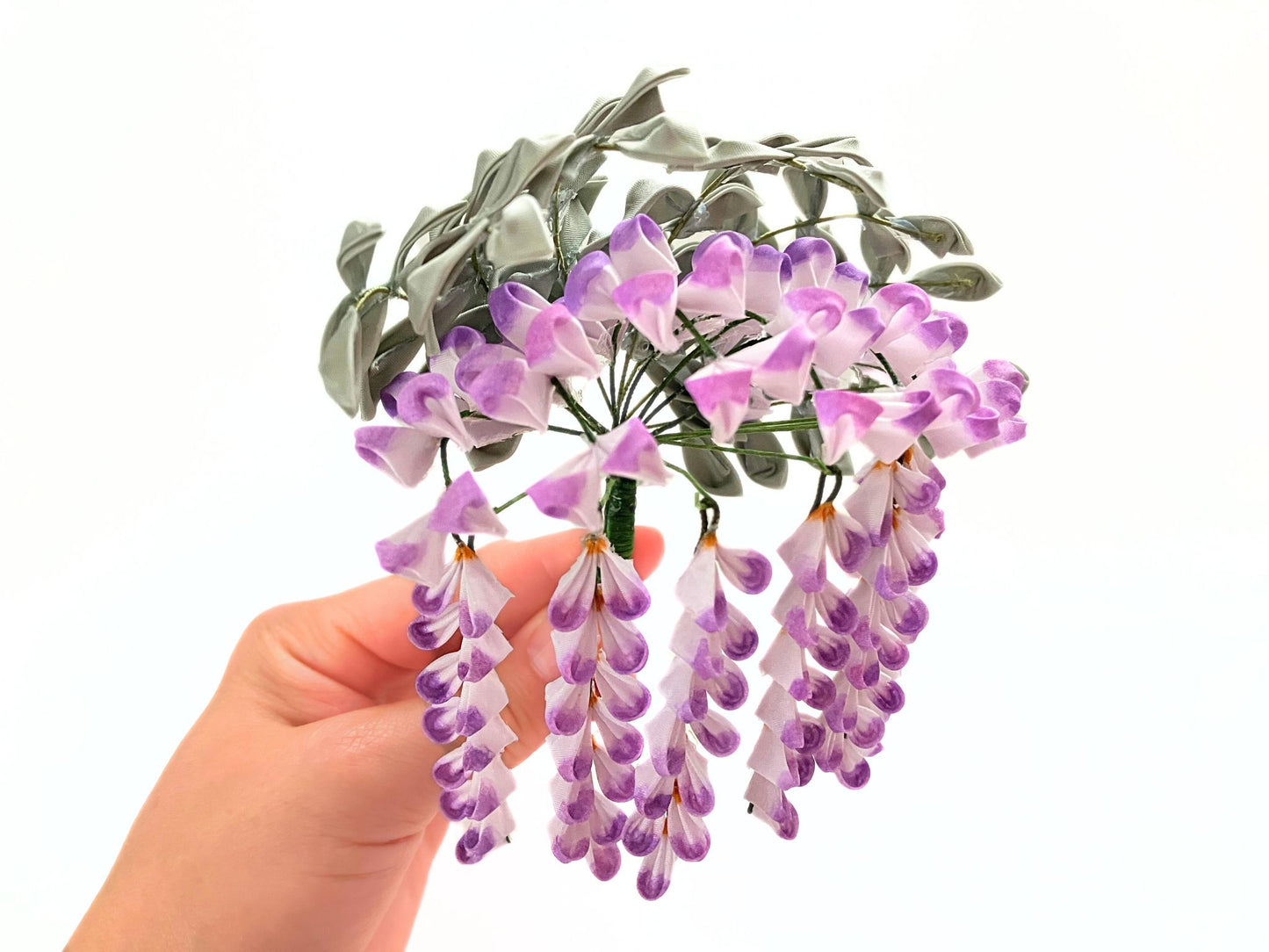 Jewelry Flowers Fabric,Handmade Japanese Accessories, Hair Accessories Wisteria Flowe,Tsumami Kanzashi,Gift for her