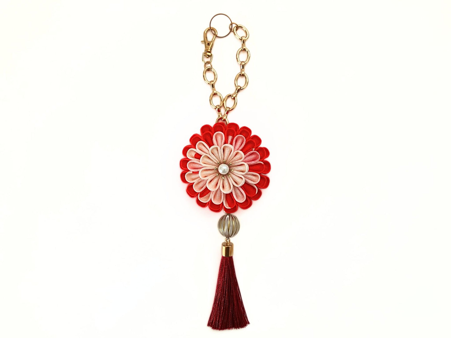 Fabric Jewelry Flowers,Kimono Remake Accessory,Handmade Japanese Accessories,Flower Bag Charm,Tsumami Kanzashi,Gift for her