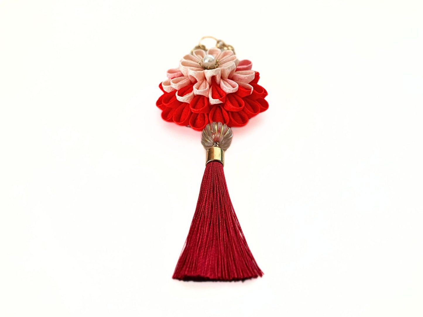 Fabric Jewelry Flowers,Kimono Remake Accessory,Handmade Japanese Accessories,Flower Bag Charm,Tsumami Kanzashi,Gift for her