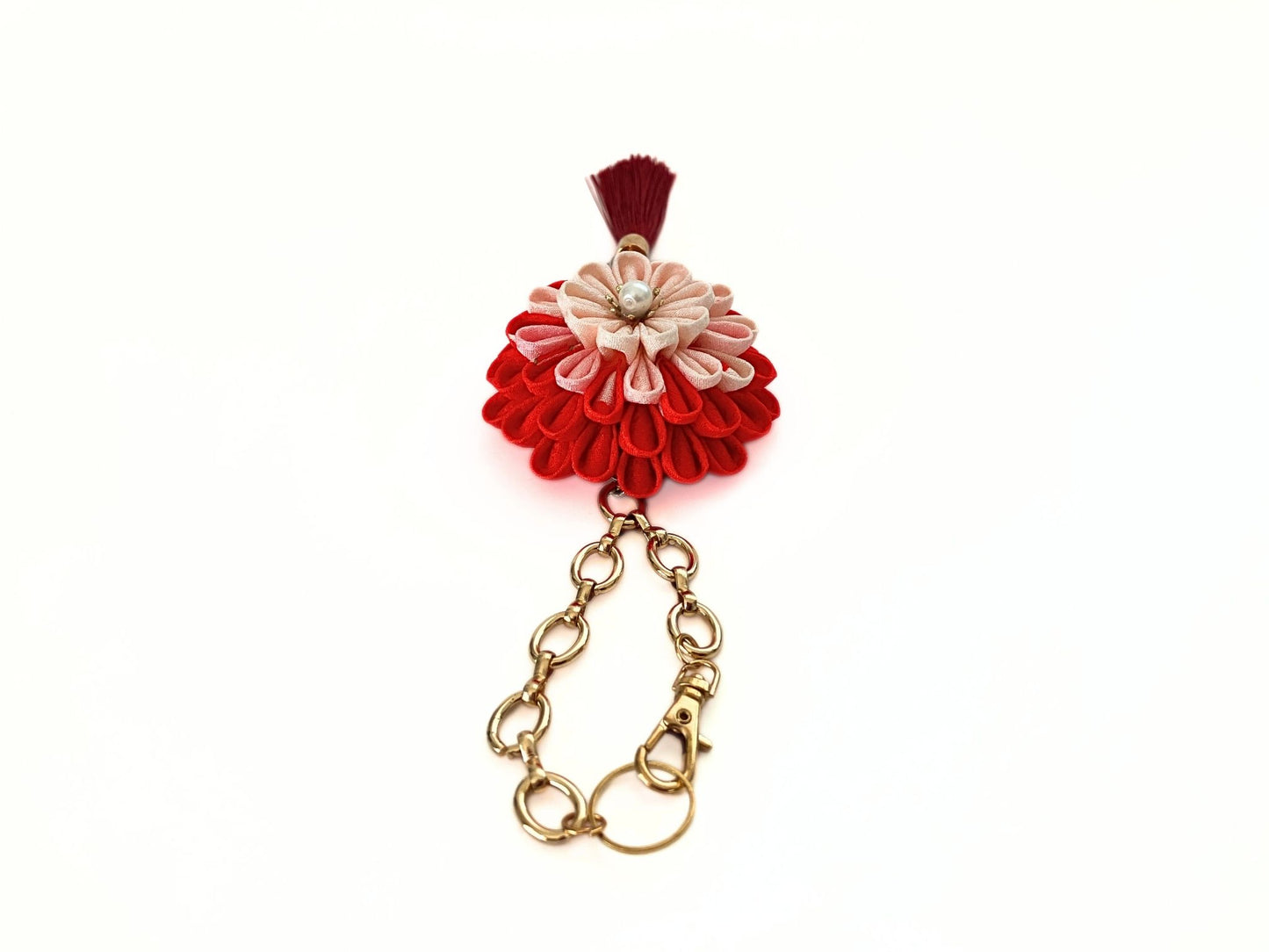 Fabric Jewelry Flowers,Kimono Remake Accessory,Handmade Japanese Accessories,Flower Bag Charm,Tsumami Kanzashi,Gift for her