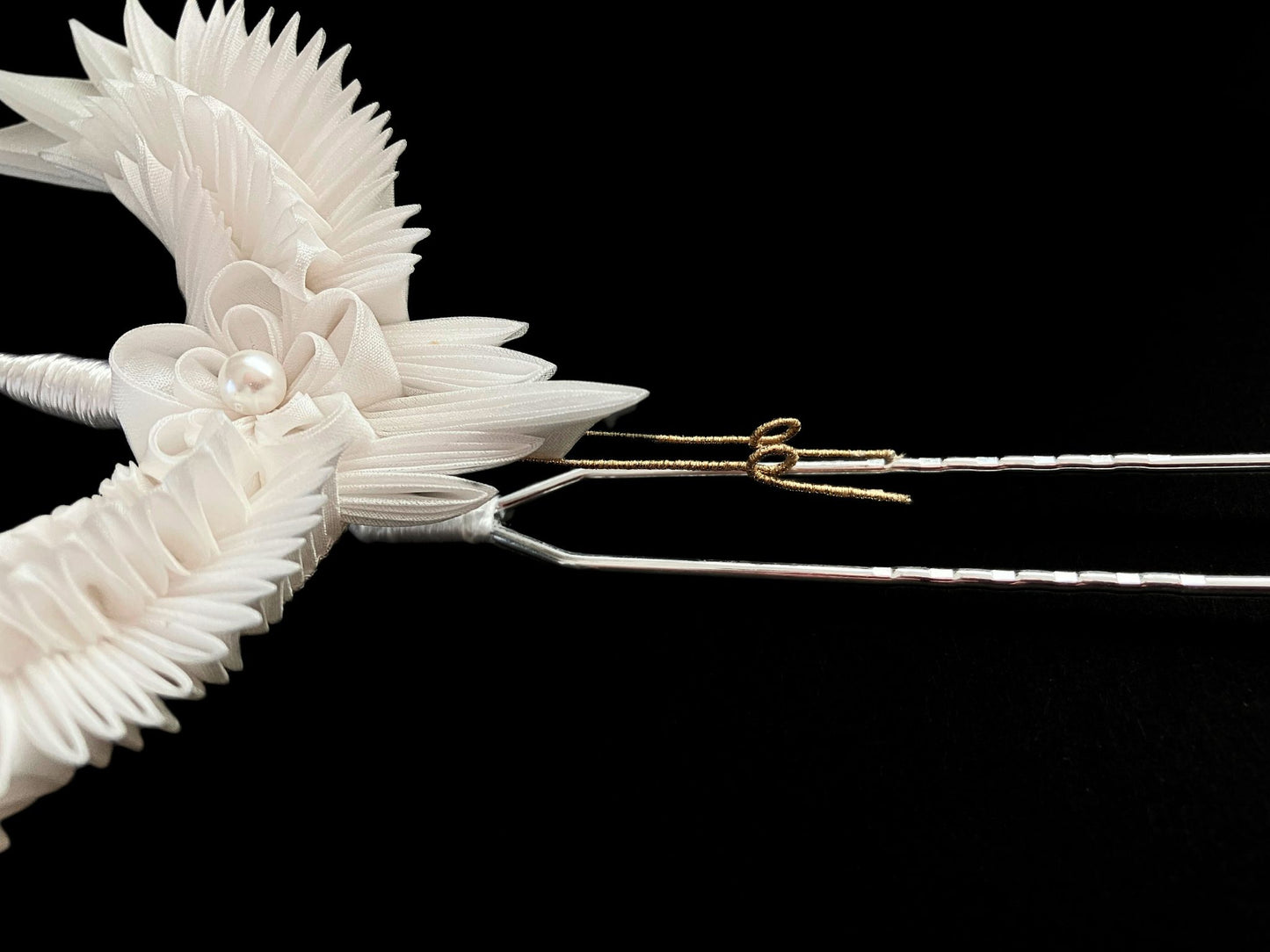 Jewelry Fabric,Handmade Japanese Accessories,Hair Accessories Crane,Japanese Fine Silk,Tsumami Kanzashi,Gift for her