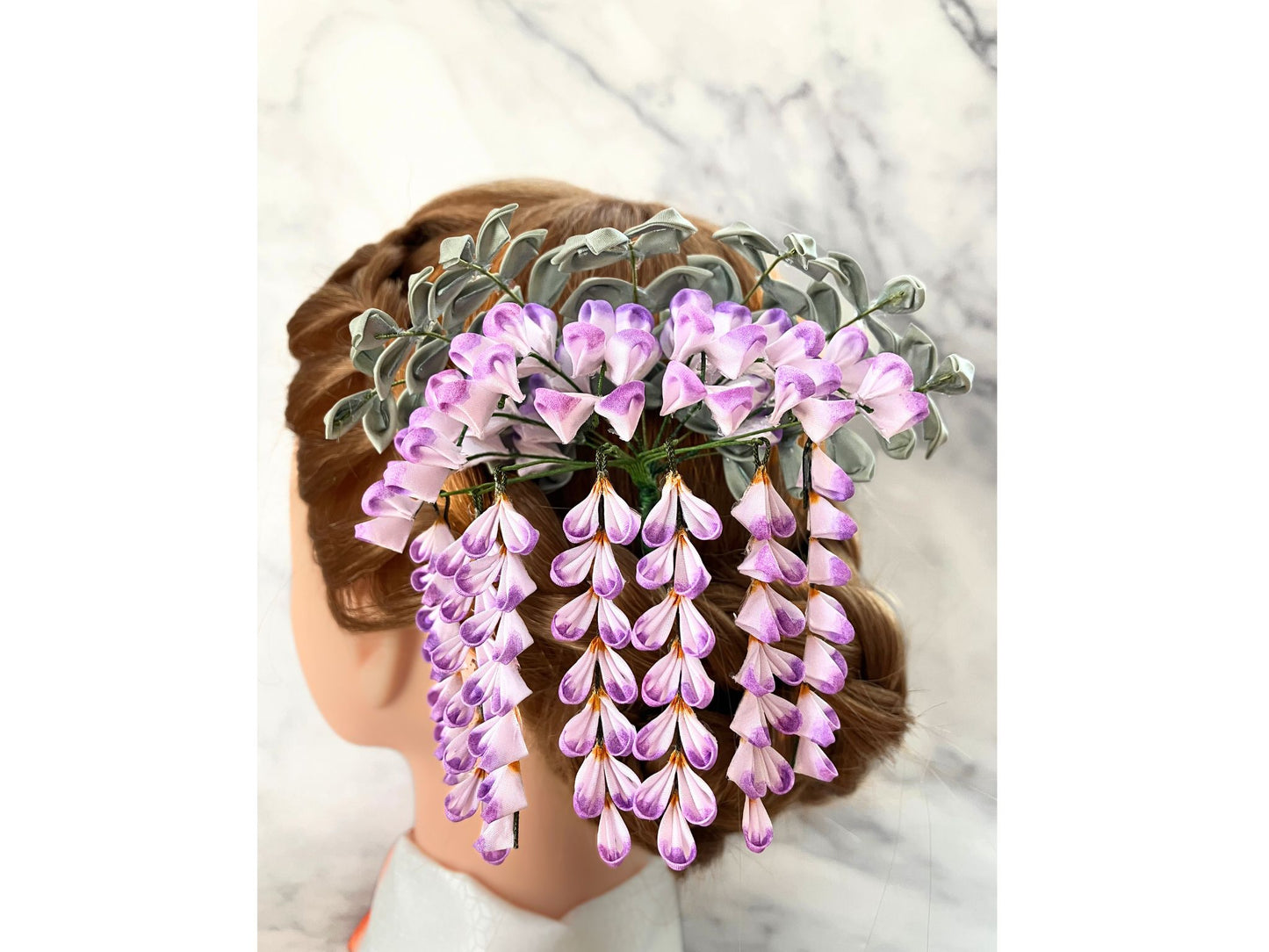 Jewelry Flowers Fabric,Handmade Japanese Accessories, Hair Accessories Wisteria Flowe,Tsumami Kanzashi,Gift for her