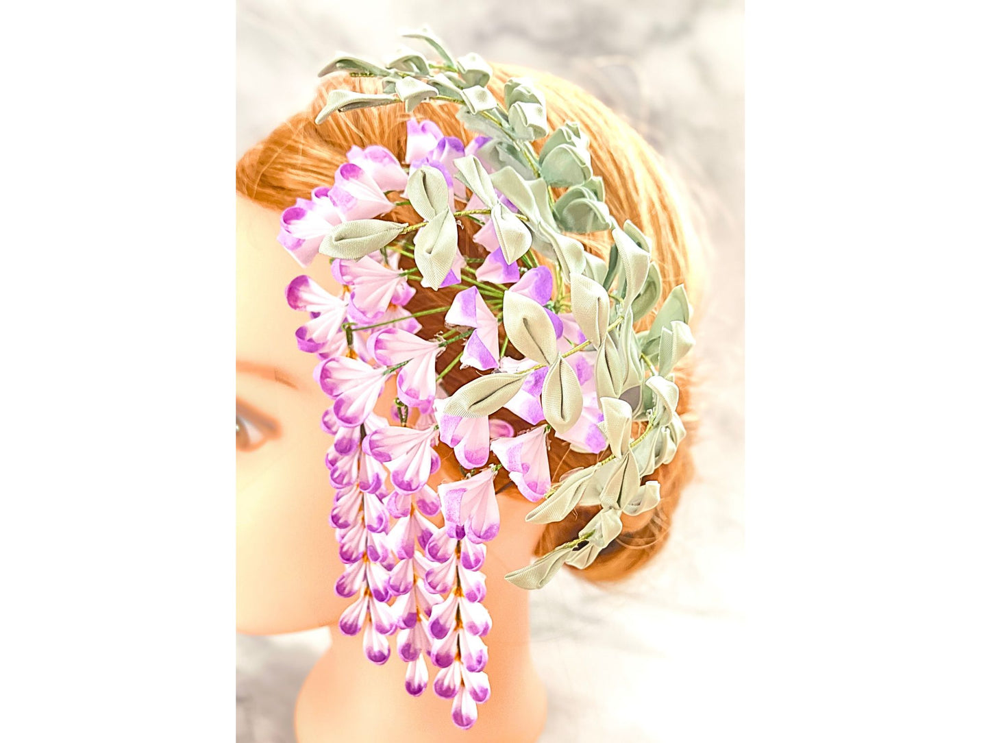 Jewelry Flowers Fabric,Handmade Japanese Accessories, Hair Accessories Wisteria Flowe,Tsumami Kanzashi,Gift for her