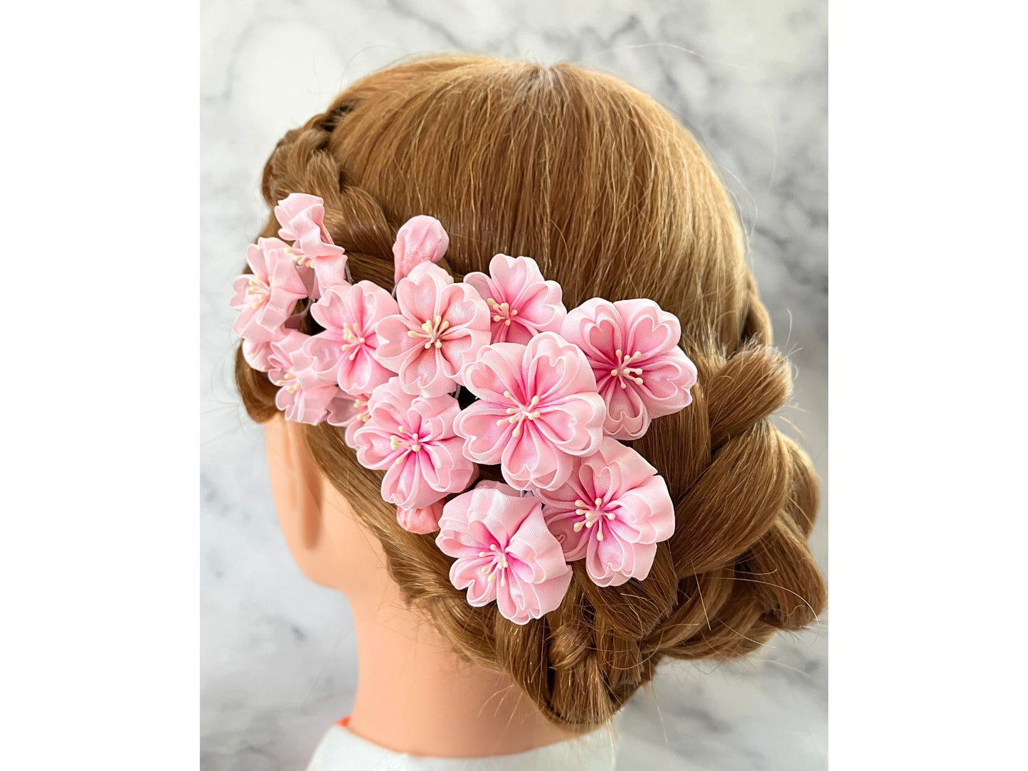 Jewelry Flowers Fabric,Handmade Japanese Accessories、Hair Accessories Cherry Blossom 、Tsumami Kanzashi,Gift for her