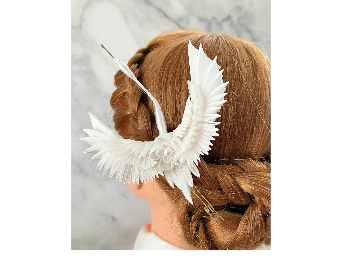 Jewelry Fabric,Handmade Japanese Accessories,Hair Accessories Crane,Japanese Fine Silk,Tsumami Kanzashi,Gift for her