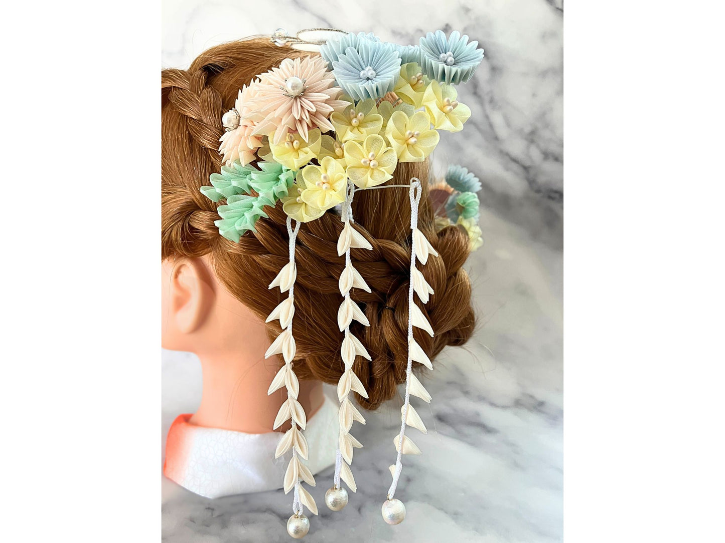 Wedding Accessories,Jewelry Fabric,Handmade Japanese Accessories,Hair Accessories Spring Flower Hairpin Set,Japanese Fine Silk,Tsumami Kanzashi,Gift for her