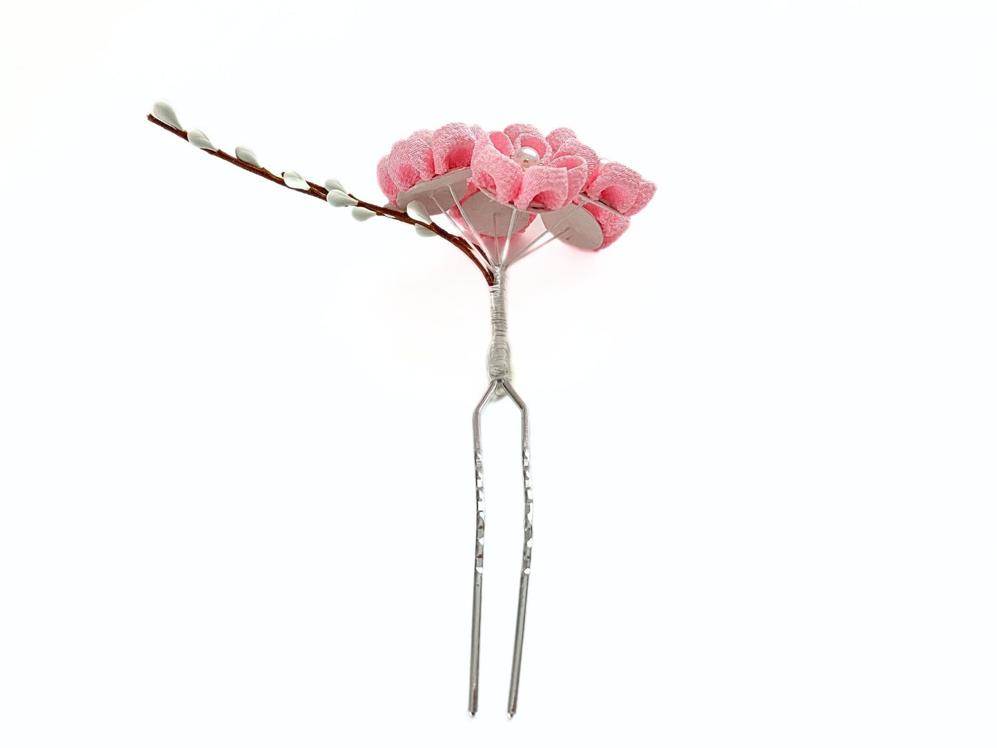 Jewelry Flowers Fabric,Handmade Japanese Accessories,Hair Accessory Plum Blossoms,Tsumami Kanzashi,Gift for her