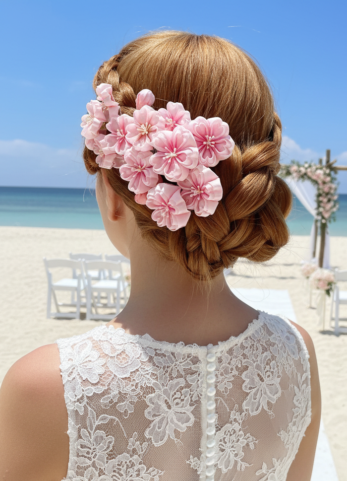 Wedding Accessories,Jewelry Flowers Fabric,Handmade Japanese Accessories、Hair Accessories cherry blossom 、Tsumami Kanzashi,Gift for her