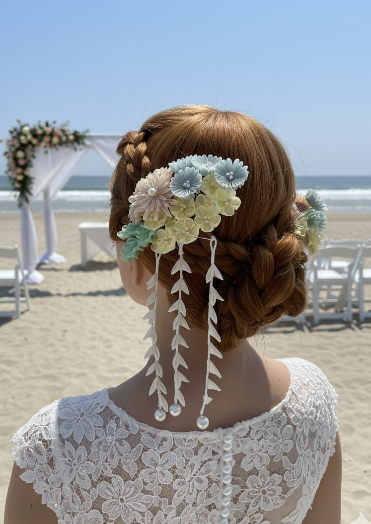 Wedding Accessories,Jewelry Fabric,Handmade Japanese Accessories,Hair Accessories Spring Flower Hairpin Set,Japanese Fine Silk,Tsumami Kanzashi,Gift for her