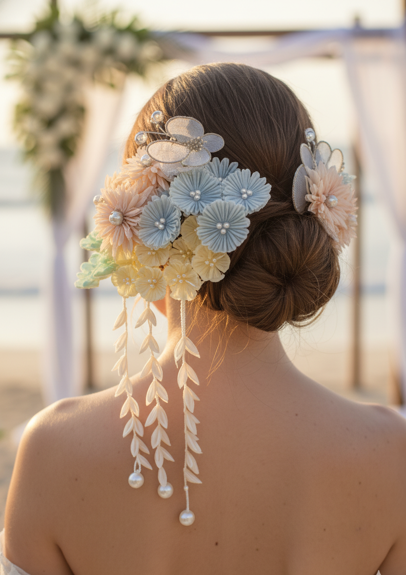Wedding Accessories,Jewelry Fabric,Handmade Japanese Accessories,Hair Accessories Spring Flower Hairpin Set,Japanese Fine Silk,Tsumami Kanzashi,Gift for her