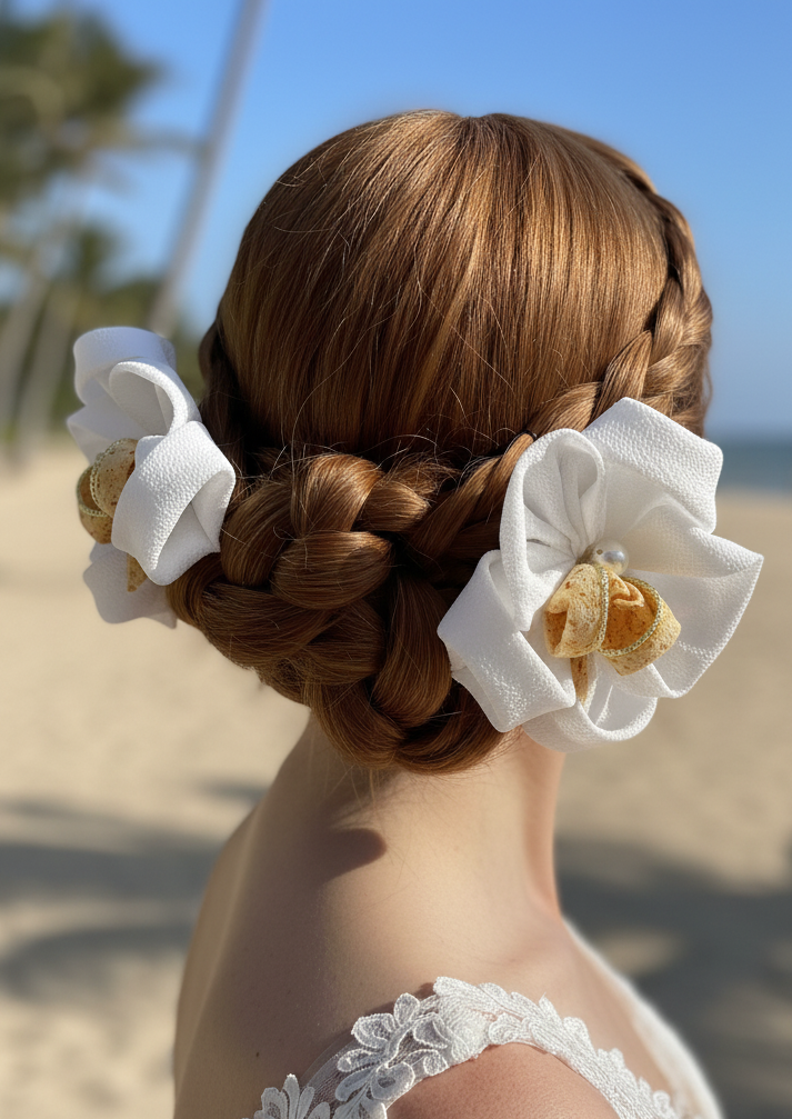 Wedding Accessories,Jewelry Flowers Fabric,Handmade Japanese Accessories ,Phalaenopsis Orchid Hair Accessories,Tsumami Kanzashi,Gift for her