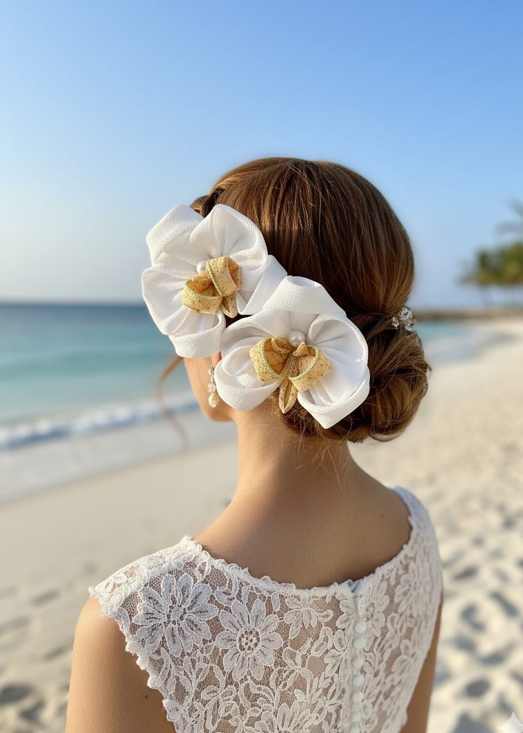 Wedding Accessories,Jewelry Flowers Fabric,Handmade Japanese Accessories ,Phalaenopsis Orchid Hair Accessories,Tsumami Kanzashi,Gift for her