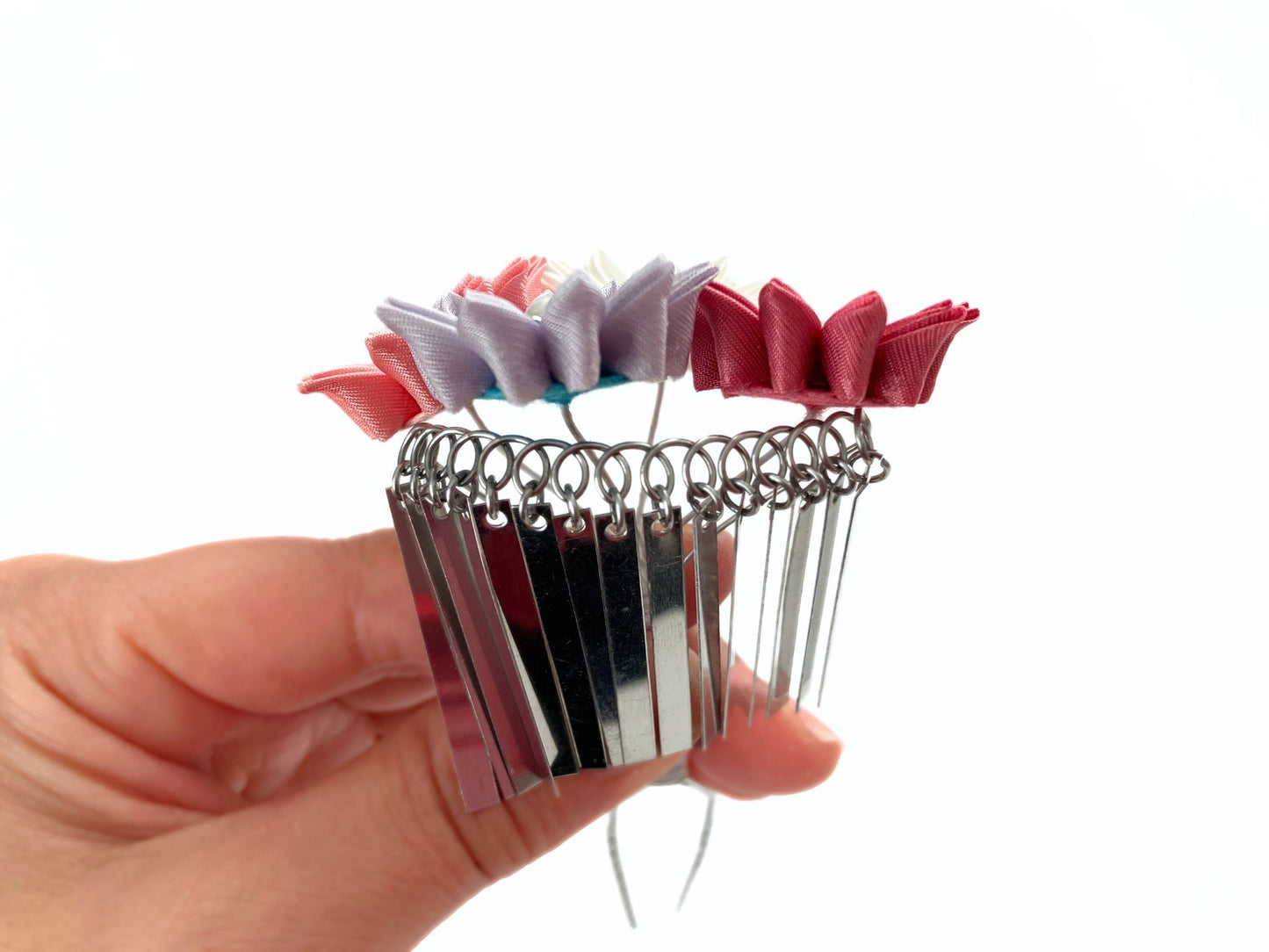 Wedding Accessories,Jewelry Flowers Fabric,Handmade Japanese Accessories、Hair Accessories small flowers and Ginbira Kanzashi、Tsumami Kanzashi,Gift for her