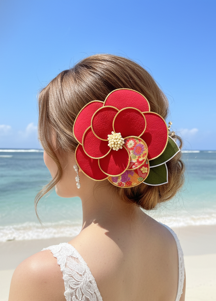 Wedding Accessories,Jewelry Flowers Fabric, Handmade Japanese Accessories,Camellia Headdress,Tsumami Kanzashi,Gift for her