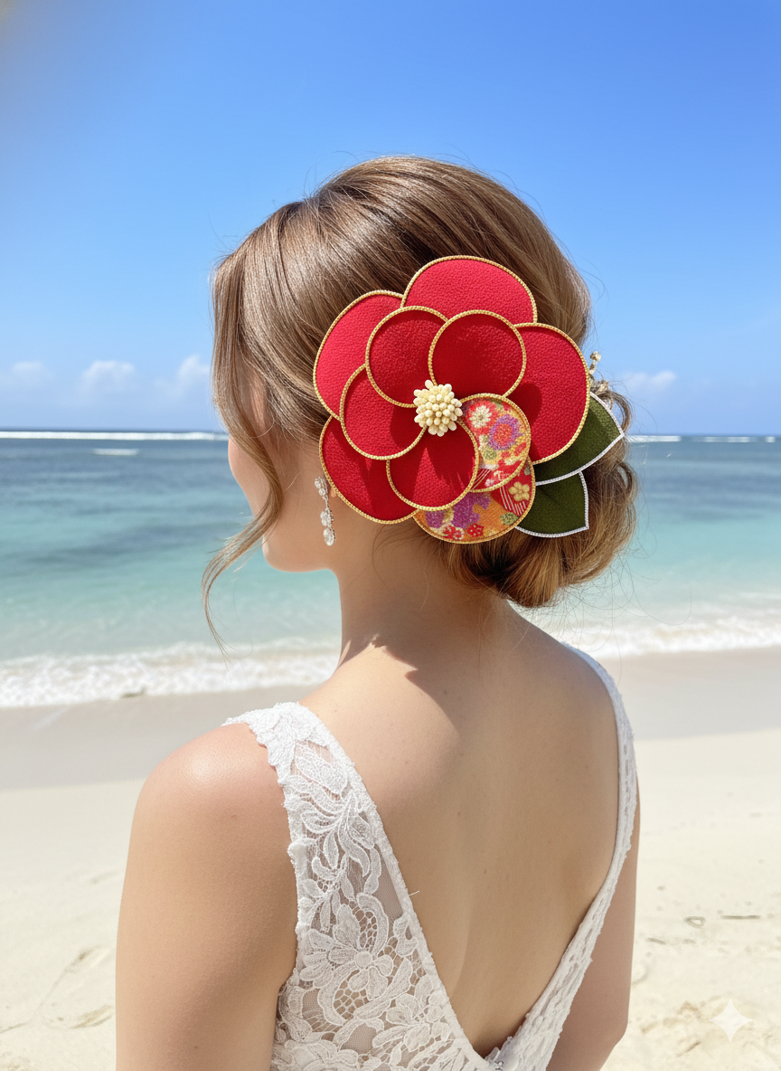 Wedding Accessories,Jewelry Flowers Fabric, Handmade Japanese Accessories,Camellia Headdress,Tsumami Kanzashi,Gift for her