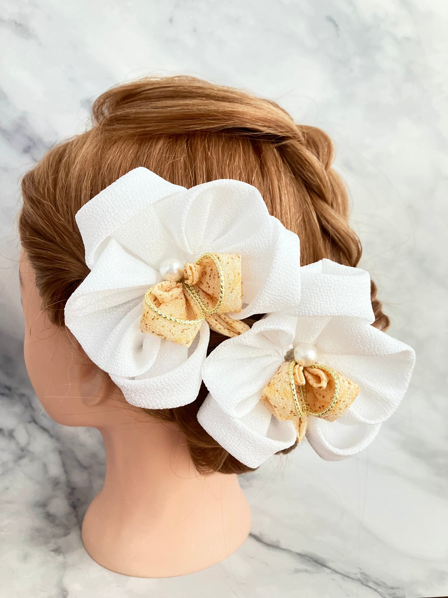 Tsumami Kanzashi Phalaenopsis Orchid Hair Accessory ,Handcrafted with Japanese Chirimen Fabric ,Perfect  Gift for the Bride-to-Be Daughter