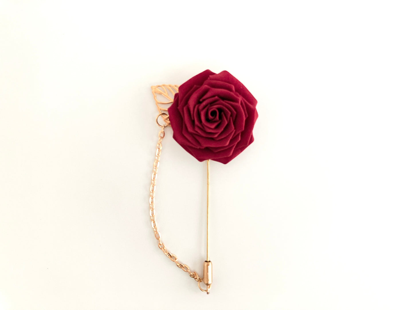 Tsumami Kanzashi Rose Lapel Pin , Japanese Fabric , Perfect Gift for Father Husband