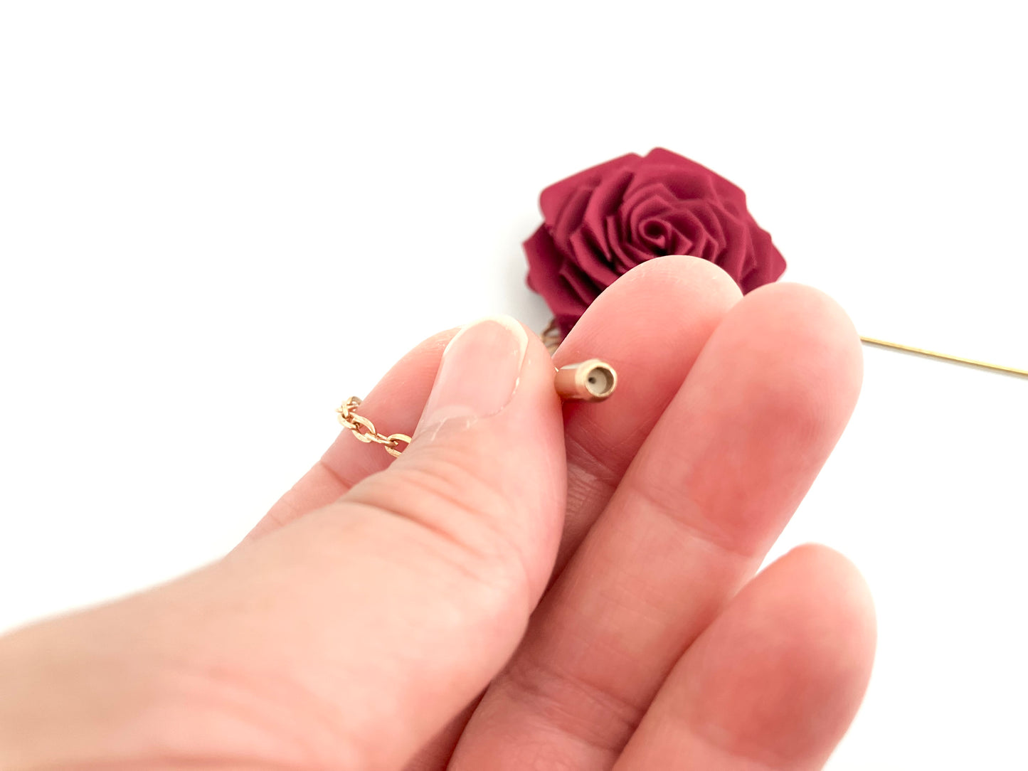 Tsumami Kanzashi Rose Lapel Pin , Japanese Fabric , Perfect Gift for Father Husband