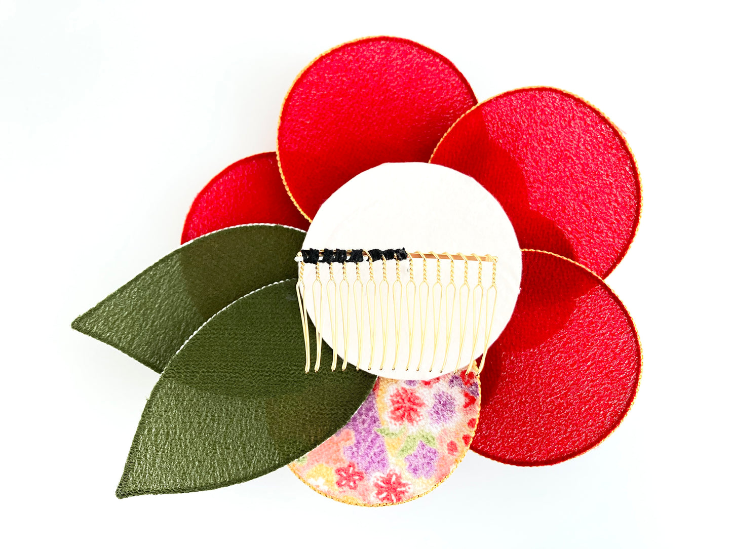 Tsumami Kanzashi Camellia Headdress , Japanese Chirimen Fabric ,Unique Gift for My Daughter