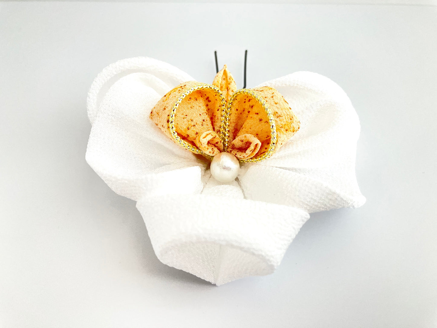 Tsumami Kanzashi Phalaenopsis Orchid Hair Accessory ,Handcrafted with Japanese Chirimen Fabric ,Perfect  Gift for the Bride-to-Be Daughter