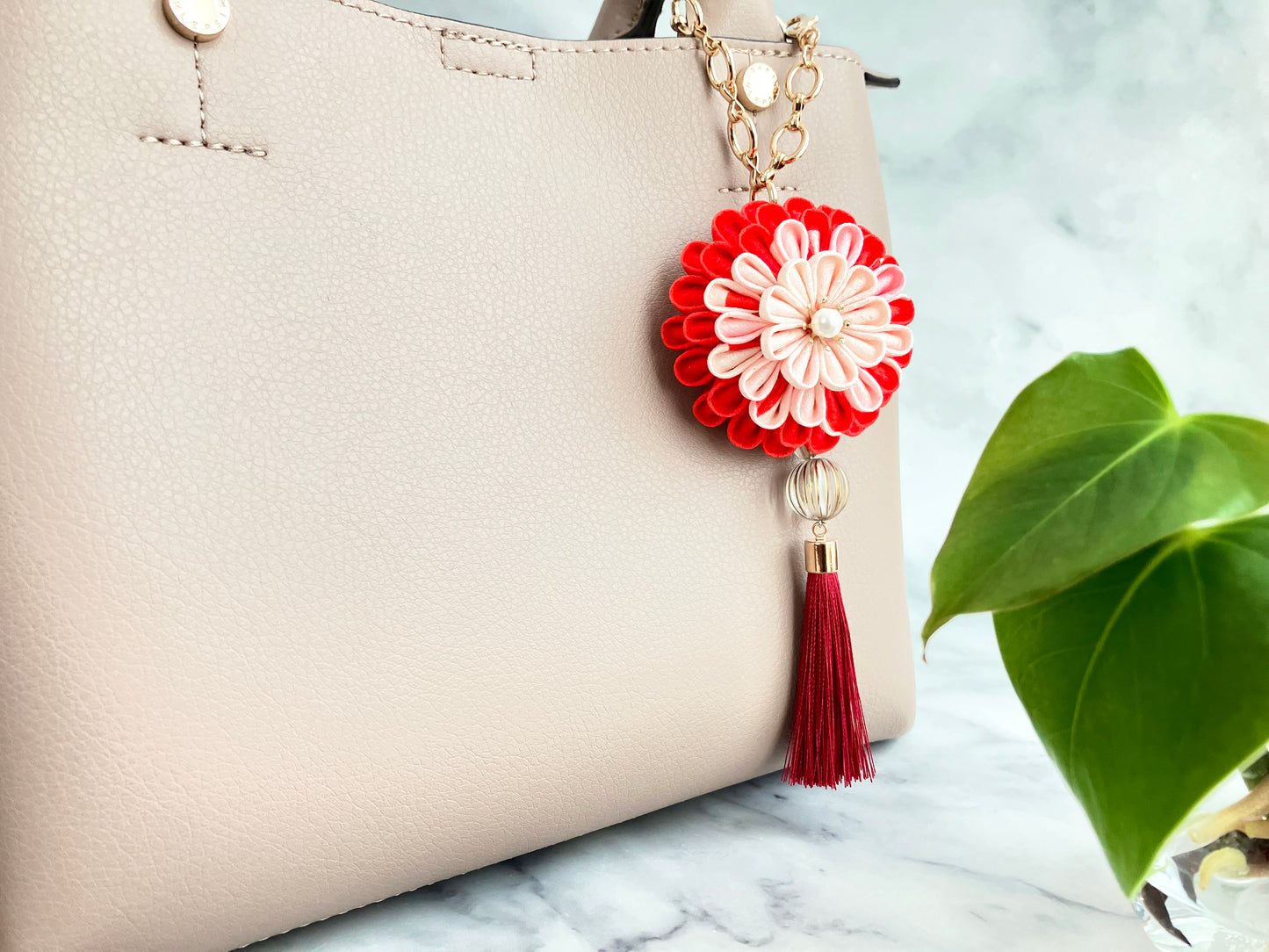 Fabric Jewelry Flowers,Kimono Remake Accessory,Handmade Japanese Accessories,Flower Bag Charm,Tsumami Kanzashi,Gift for her