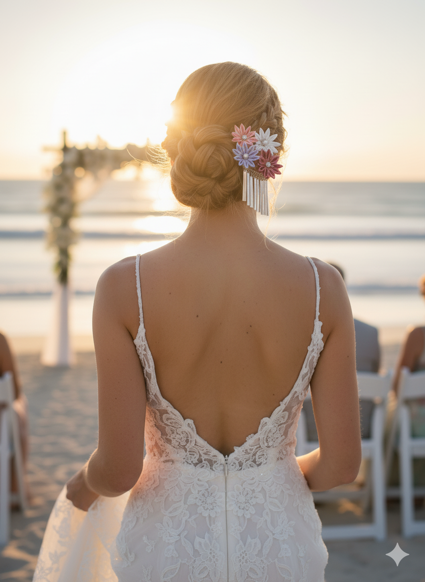 Wedding Accessories,Jewelry Flowers Fabric,Handmade Japanese Accessories、Hair Accessories small flowers and Ginbira Kanzashi、Tsumami Kanzashi,Gift for her