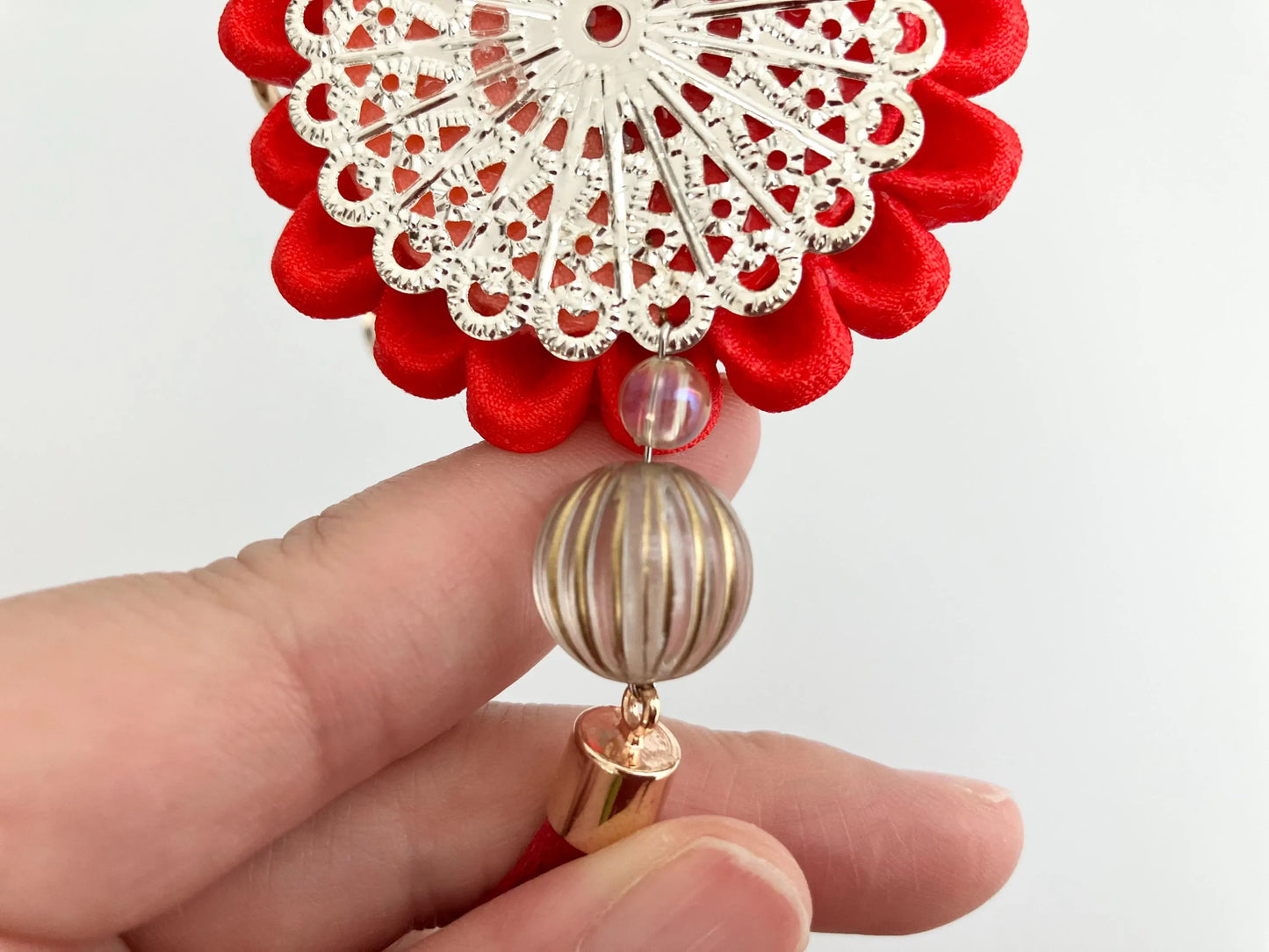 Tsumami Kanzashi Kimono Remake Flower Bag Charm - Perfect School Entrance Gift for Your Daughter