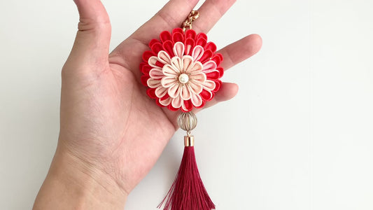 Tsumami Kanzashi Flower Bag Charm | Kimono Remake Accessory | Unique Gifts for Her