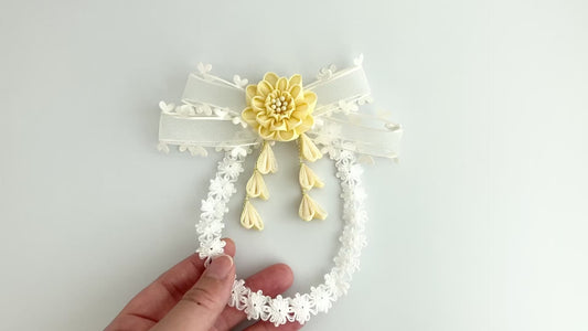 Handmade Tsumami Kanzashi Baby Headband ,Japanese Fabric  Perfect Baby Announcement Gift